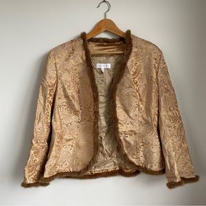 Vintage Escada gold velvet jacket with mink fur trim